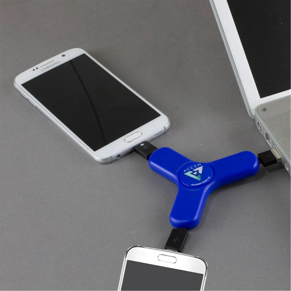 3-in-1 Cell Phone Charging Cable Spinner w/Type C Adapter