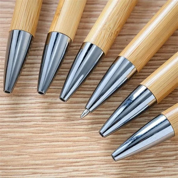 Bamboo Barrel Clip Ballpoint Pen