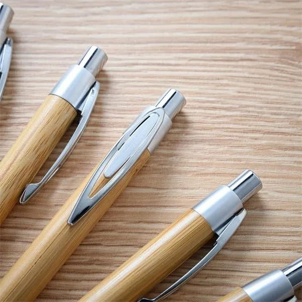 Bamboo Barrel Clip Ballpoint Pen