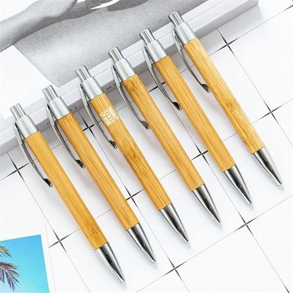 Bamboo Barrel Clip Ballpoint Pen
