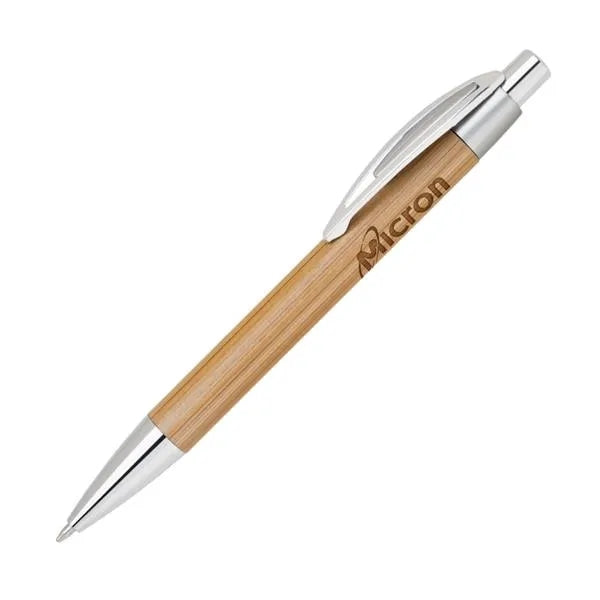 Bamboo Barrel Clip Ballpoint Pen