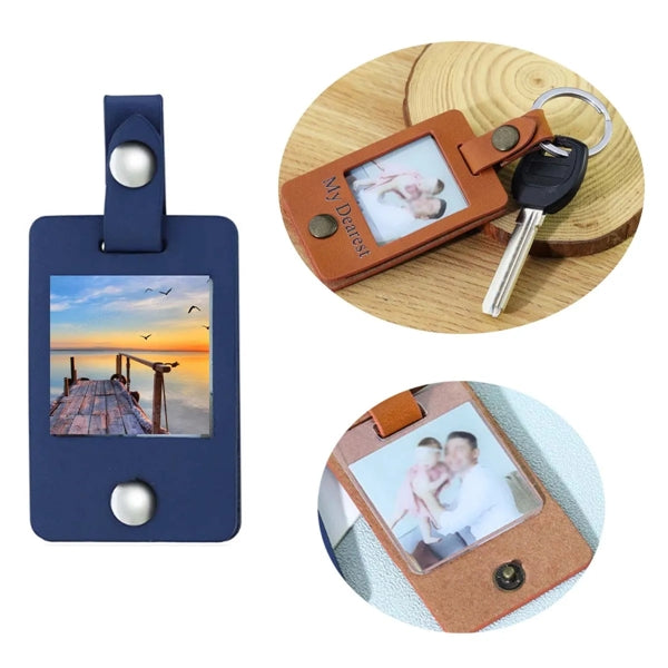 Photo Frame Holder Gift Personalized Leather Keychain