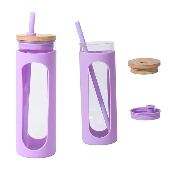 20oz Sleeve Glass Tumble with Straw and Lid
