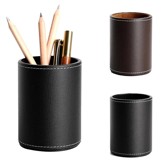 Round Leather Pen Holder