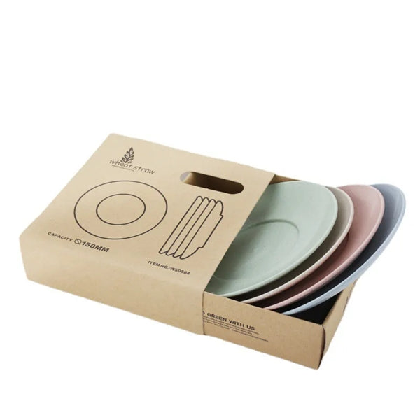 Family Wheat Straw Small Dinner Plate Set Of 4 Pieces