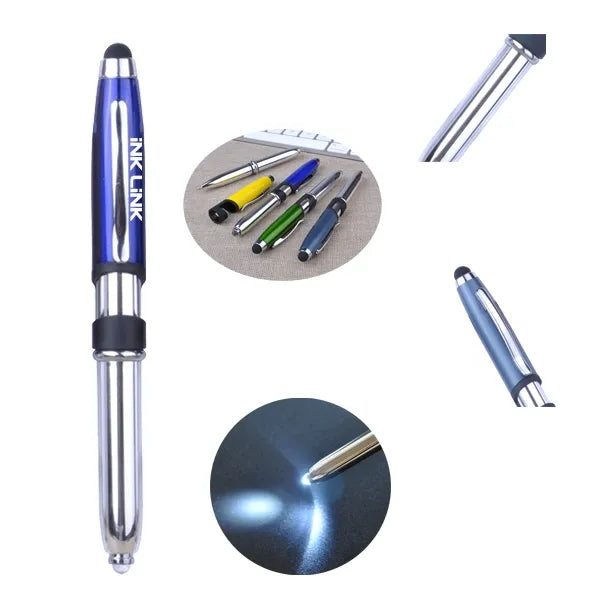 3 In 1 Touch Screen Pen With LED Light