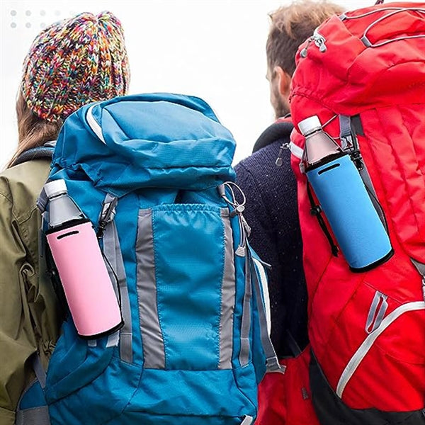 Collapsible Custom Bottle Cooler Sleeve W/ Carabiner