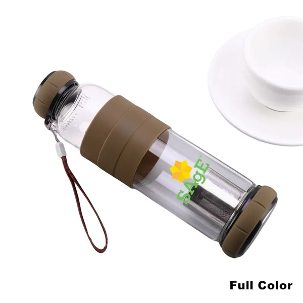 14.5/18.5 oz High PH Filtered Glass Water Bottle Tea Infuser