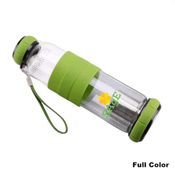 14.5/18.5 oz High PH Filtered Glass Water Bottle Tea Infuser