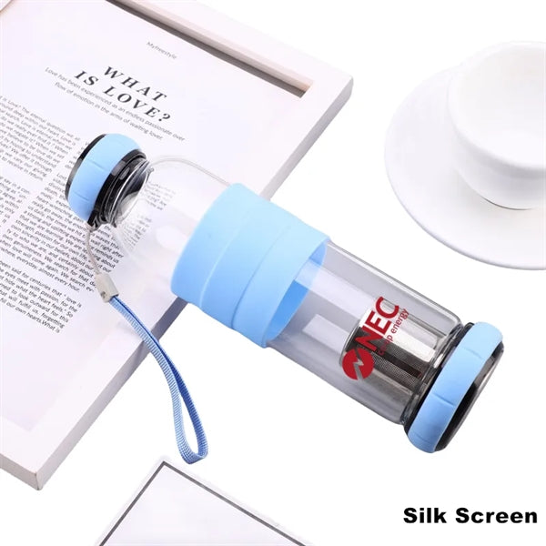 14.5/18.5 oz High PH Filtered Glass Water Bottle Tea Infuser