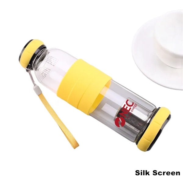 14.5/18.5 oz High PH Filtered Glass Water Bottle Tea Infuser