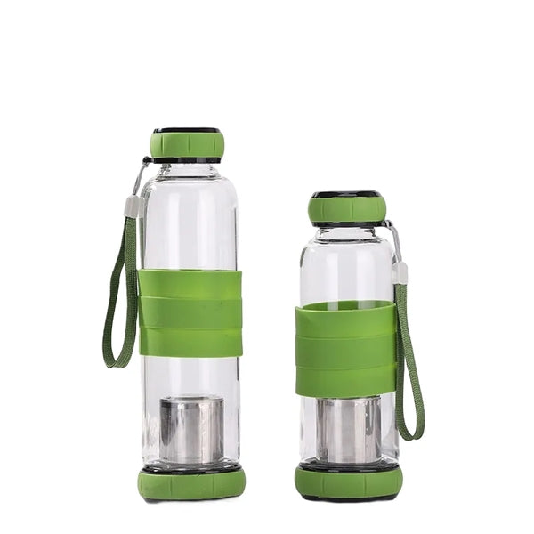 14.5/18.5 oz High PH Filtered Glass Water Bottle Tea Infuser