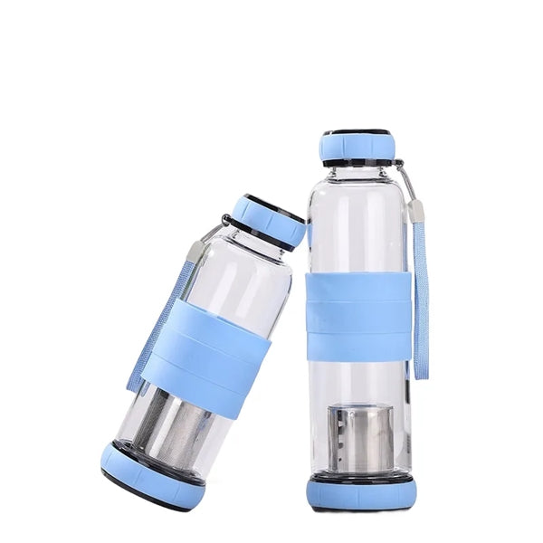 14.5/18.5 oz High PH Filtered Glass Water Bottle Tea Infuser