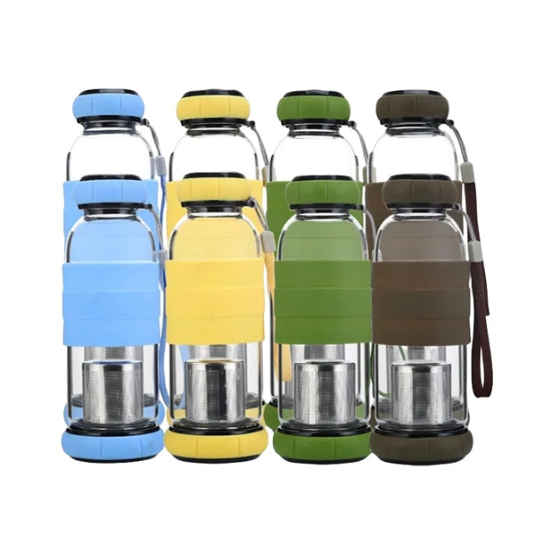 14.5/18.5 oz High PH Filtered Glass Water Bottle Tea Infuser