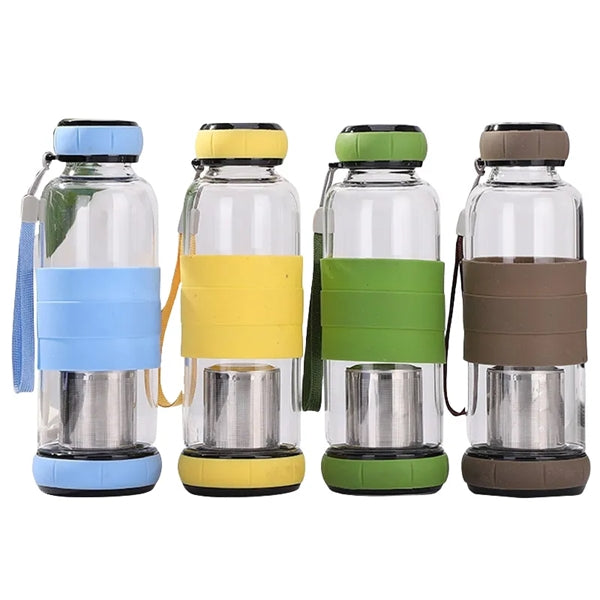 14.5/18.5 oz High PH Filtered Glass Water Bottle Tea Infuser