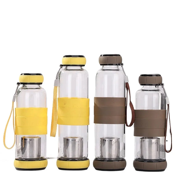 14.5/18.5 oz High PH Filtered Glass Water Bottle Tea Infuser