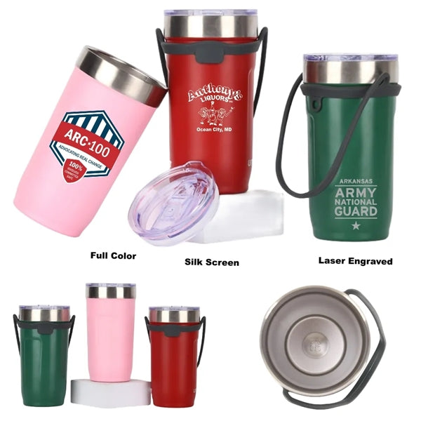 18/24 oz Vacuum Stainless Steel Tumbler With Silicone Handle