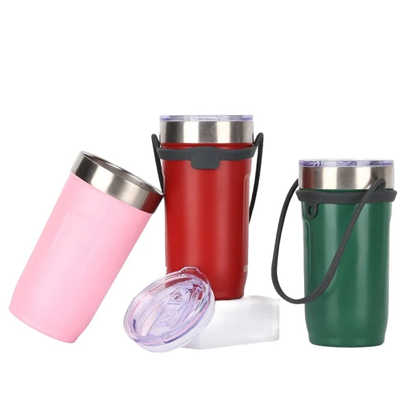 18/24 oz Vacuum Stainless Steel Tumbler With Silicone Handle
