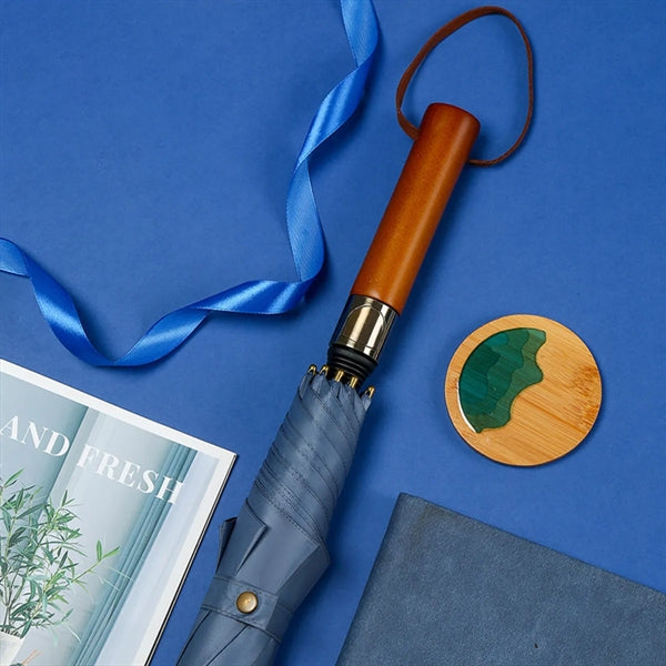 Vintage Wooden Long Handle Automatic Umbrella