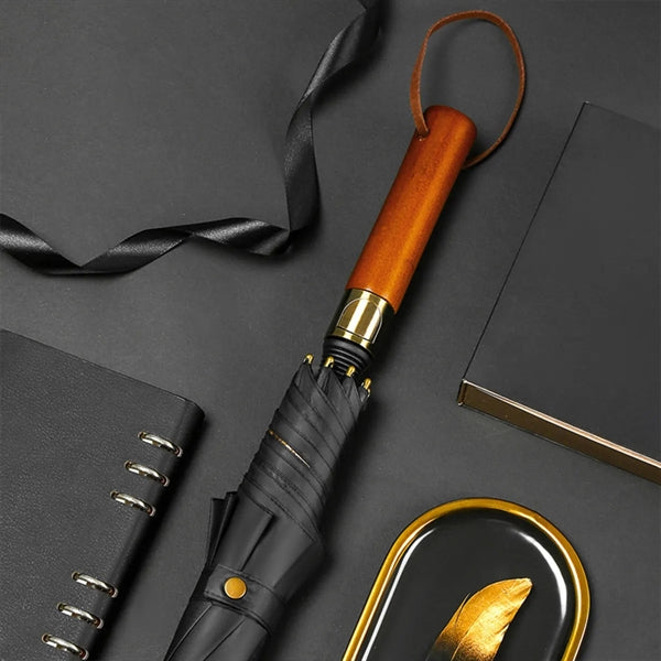 Vintage Wooden Long Handle Automatic Umbrella