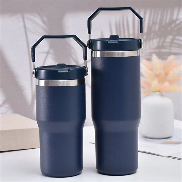 20 Oz Flip Straw Vacuum Travel Tumbler w/ Handle