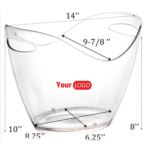 20PCS 8Liter Clear Acrylic Ice Bucket With Easy Carry Handle