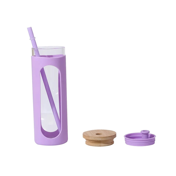 Glass Water Bottle With Straw And Lid