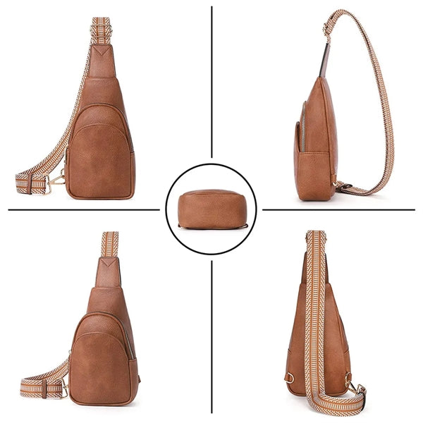 Small Leather Crossbody Fanny Packs Chest Sling Bag