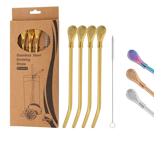 304 Stainless Steel Straw Spoon Set
