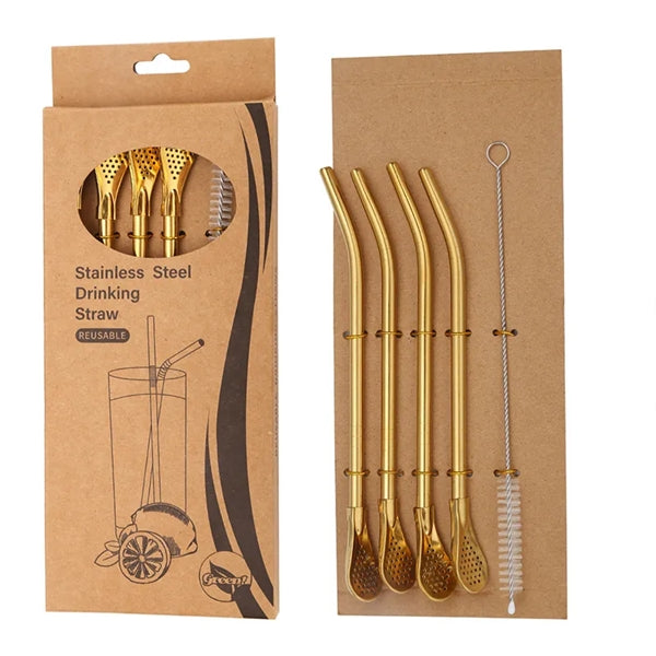 304 Stainless Steel Straw Spoon Set