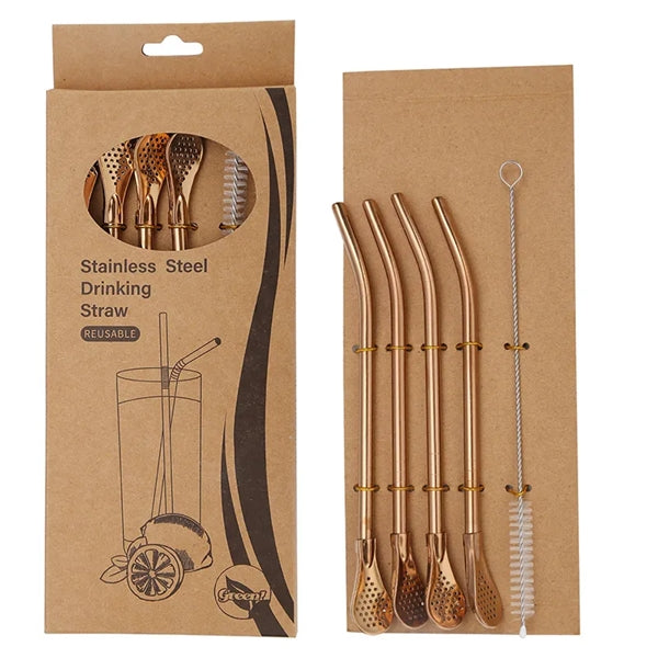 304 Stainless Steel Straw Spoon Set