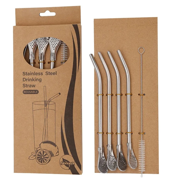 304 Stainless Steel Straw Spoon Set