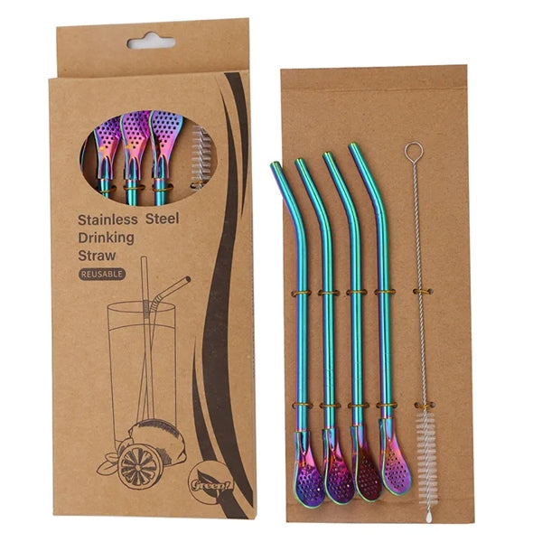 304 Stainless Steel Straw Spoon Set