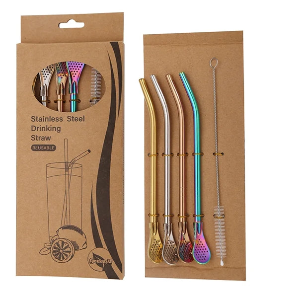 304 Stainless Steel Straw Spoon Set