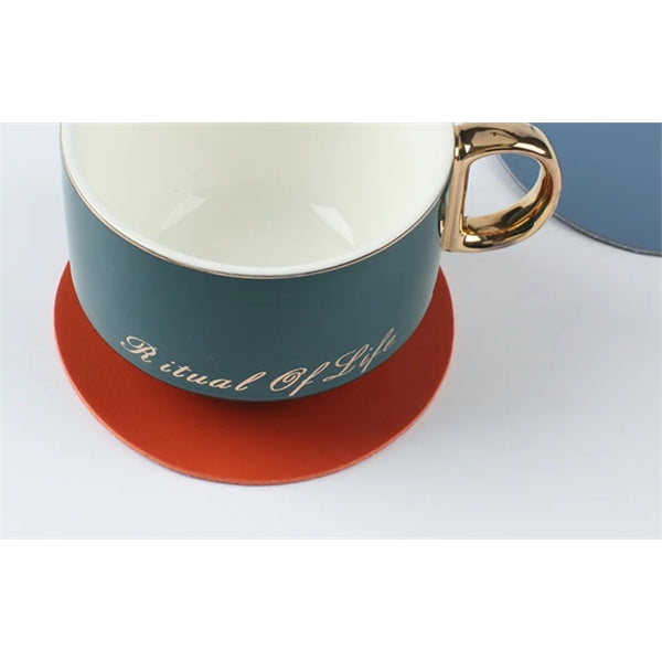 PU Leather Coaster Non-Slip Desk Mat