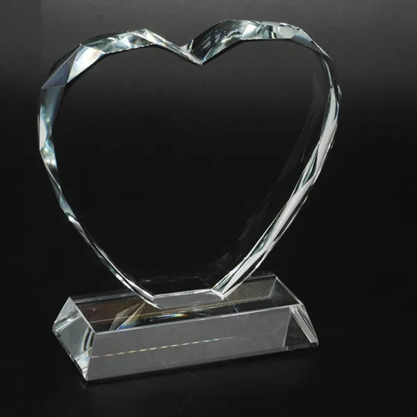 Engraved Heart Shaped Crystal Trophy Awards