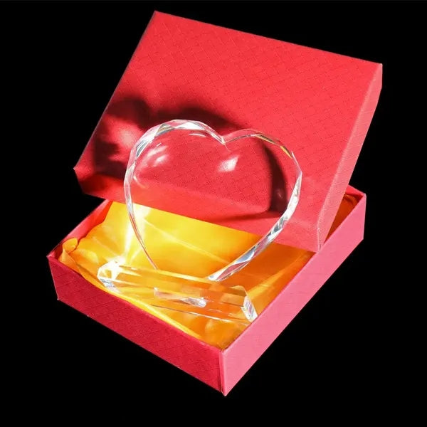 Engraved Heart Shaped Crystal Trophy Awards