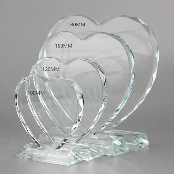 Engraved Heart Shaped Crystal Trophy Awards