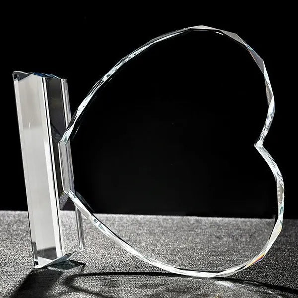 Engraved Heart Shaped Crystal Trophy Awards