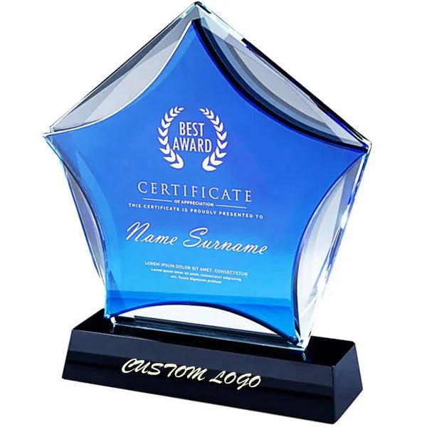 Blue Star Shaped Crystal Awards