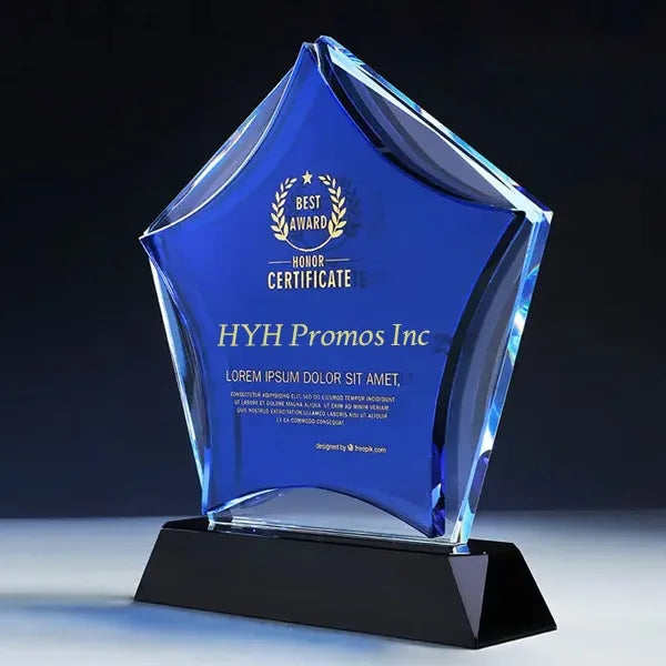 Blue Star Shaped Crystal Awards