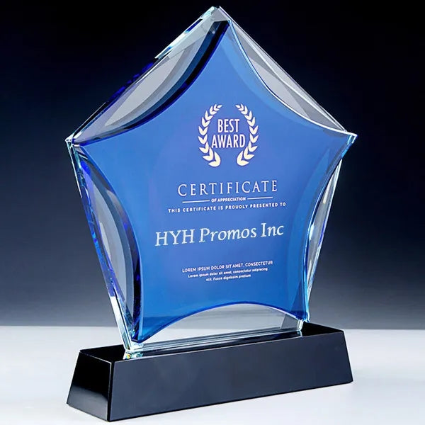 Blue Star Shaped Crystal Awards