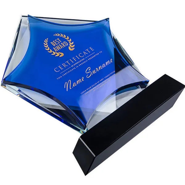 Blue Star Shaped Crystal Awards