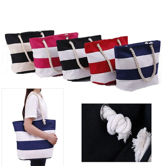 Simple Striped Canvas Bag