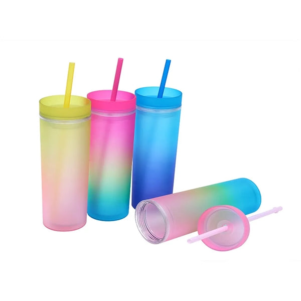 16 Oz Colorful Straw Cup with Lid