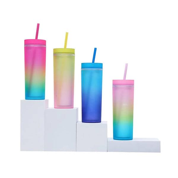 16 Oz Colorful Straw Cup with Lid