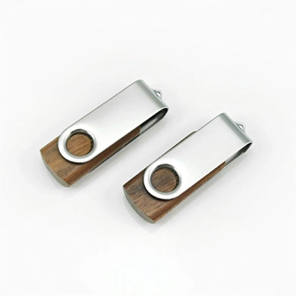 Metal Rotating Wooden Usb Flash Drive