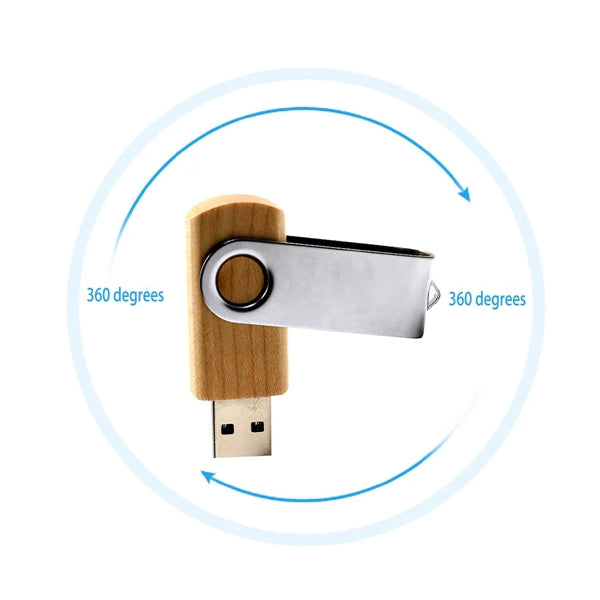 Metal Rotating Wooden Usb Flash Drive