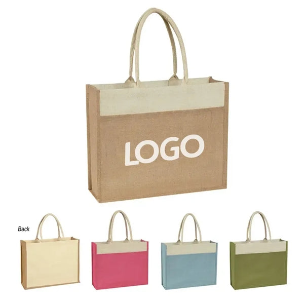 Natural Two-Tone JuteTote Bag