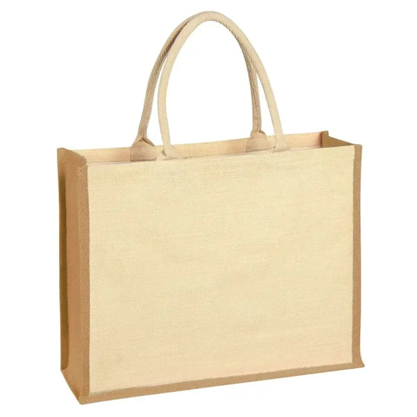 Natural Two-Tone JuteTote Bag